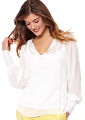 Nautica Solid Split Neck Blouse