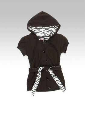 LA Kitty Zebra Lined Belted Hoodie