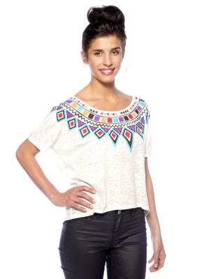 Big Star Izzie Tribal Neck Burnout Top