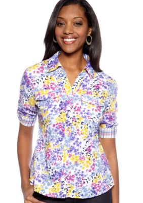 Kim Rogers Petite Floral Button Up Shirt