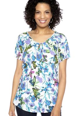 Kim Rogers Print Peasant Top