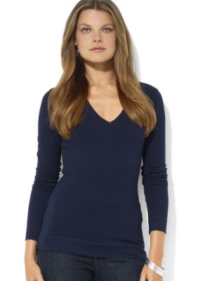 Lauren Jeans Co. Long-Sleeved Cotton Jersey V-Neck Tee