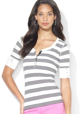 Lauren Jeans Co. Track-Striped Cotton Henley