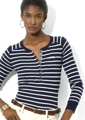 Lauren Jeans Co. Long-Sleeved Striped Crewneck Henley
