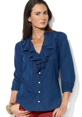 Lauren Jeans Co. Ruffled Cotton Shirt