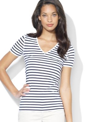 Lauren Jeans Co. Short-Sleeved Cotton Jersey V-Neck Tee