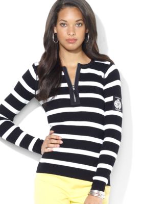 Lauren Jeans Co. Zip-Placket Crewneck