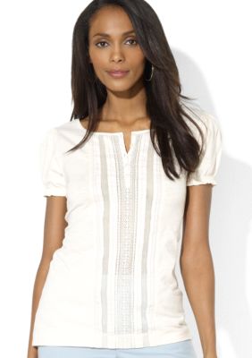 Lauren Jeans Co. Lace-Front Scoopneck Tee