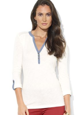 Lauren Jeans Co. Long-Sleeved Cotton Henley