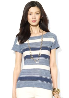Lauren Jeans Co. Striped Cotton Linen Top