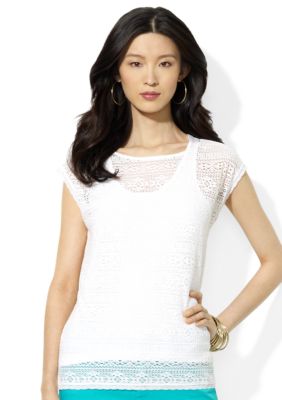 Lauren Jeans Co. Crocheted Cotton Boatneck Top