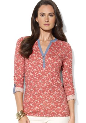 Lauren Jeans Co. Floral Cotton Henley