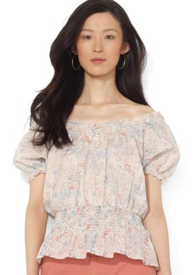 Lauren Jeans Co. Smocked Floral Peasant Blouse