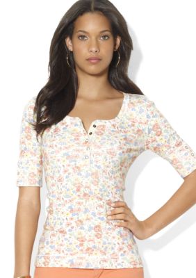 Lauren Jeans Co. Floral Cotton Henley