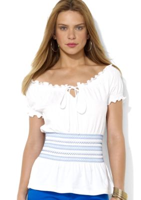 Lauren Jeans Co. Smocked Cotton Top