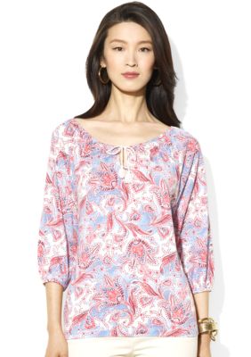 Lauren Jeans Co. Paisley Cotton Scoopneck Top
