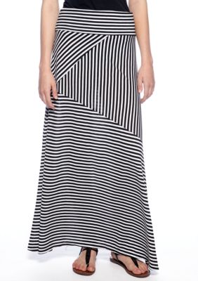 New Directions Fold Over Stripe Maxi Skirt