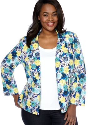 New Directions Plus Size Floral Print Blazer