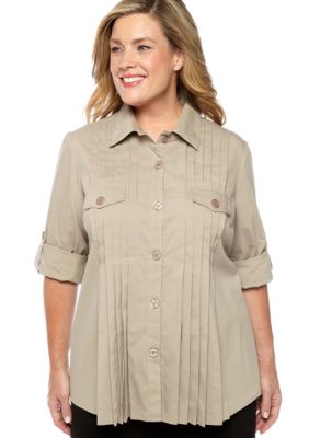 New Directions Plus Size Pleat Front Blouse