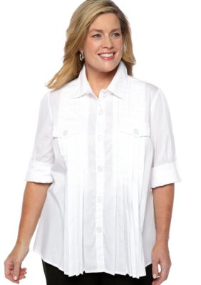 New Directions Plus Size Pleat Front Blouse