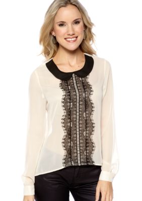 Romeo & Juliet Couture Lace Front Open Back Blouse