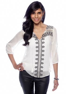 Willow and Clay Embellished Peasant Blouse