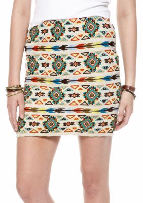 Willow and Clay Embroidered Knit Skirt