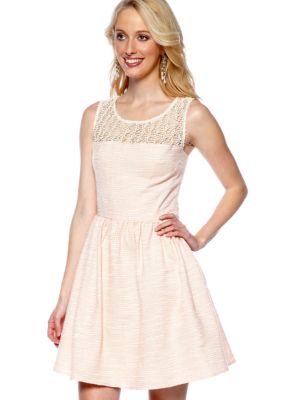 Willow and Clay Lace Inset Jacquard Dress
