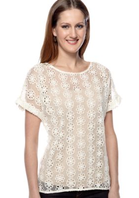 Willow and Clay Eyelet Short Sleeve Blouse