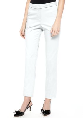 New Directions Petite Sateen Ankle Pant with Braided Waistband