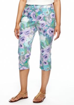New Directions Petite Floral Print Capri Jean