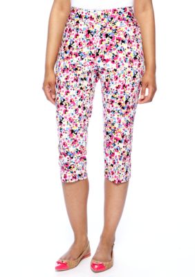 New Directions Petite Floral Print Sateen Capri