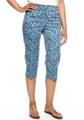 New Directions Petite Floral Print Sateen Capri