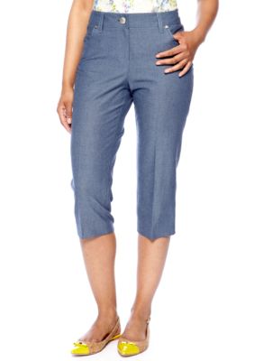 New Directions Petite Chambray Five Pocket Crop Pants