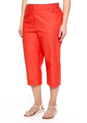 New Directions Plus Size Denim Slim Leg Capri