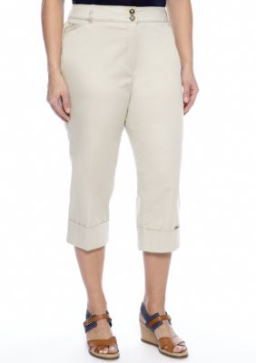 New Directions Plus Size Cuff Crop Pant
