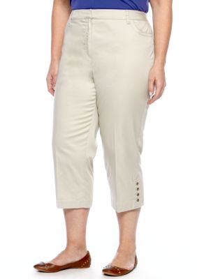 New Directions Plus Size Metal Stud Slim Leg Crop Pant