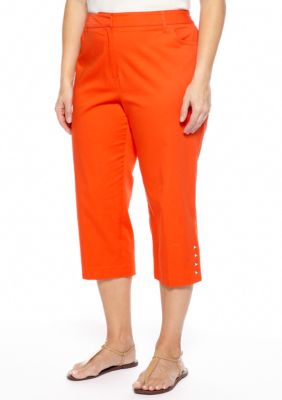 New Directions Plus Size Metal Stud Slim Leg Crop Pant