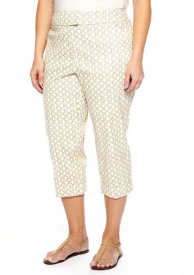 New Directions Plus Size Printed Slim Leg Capri