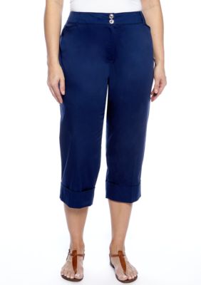 New Directions Plus Size Cuff Crop Pant