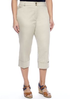 New Directions Plus Size Cuff Crop Pant