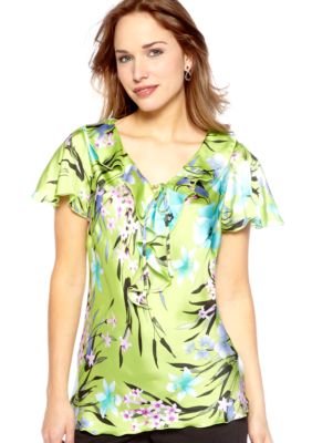 New Directions Ruffle Front Woven Top
