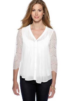 New Directions Lace Sleeve Blouse
