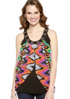 New Directions Embellished Neck Drape Top