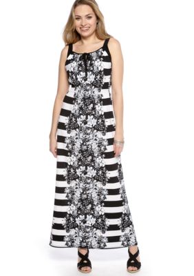 New Directions Floral Mirror Print Maxi Dress