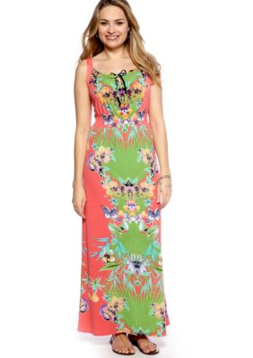 New Directions&reg; Floral Mirror Print Maxi Dress