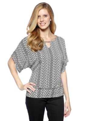 New Directions Printed Dolman Knit Top