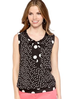 New Directions Petite Dot Bow Blouse