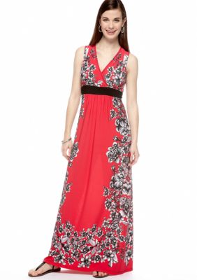 New Directions Petite Floral Mirror Print Maxi Dress
