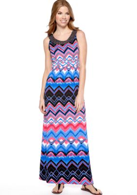 New Directions Petite Zig Zag Maxi Dress